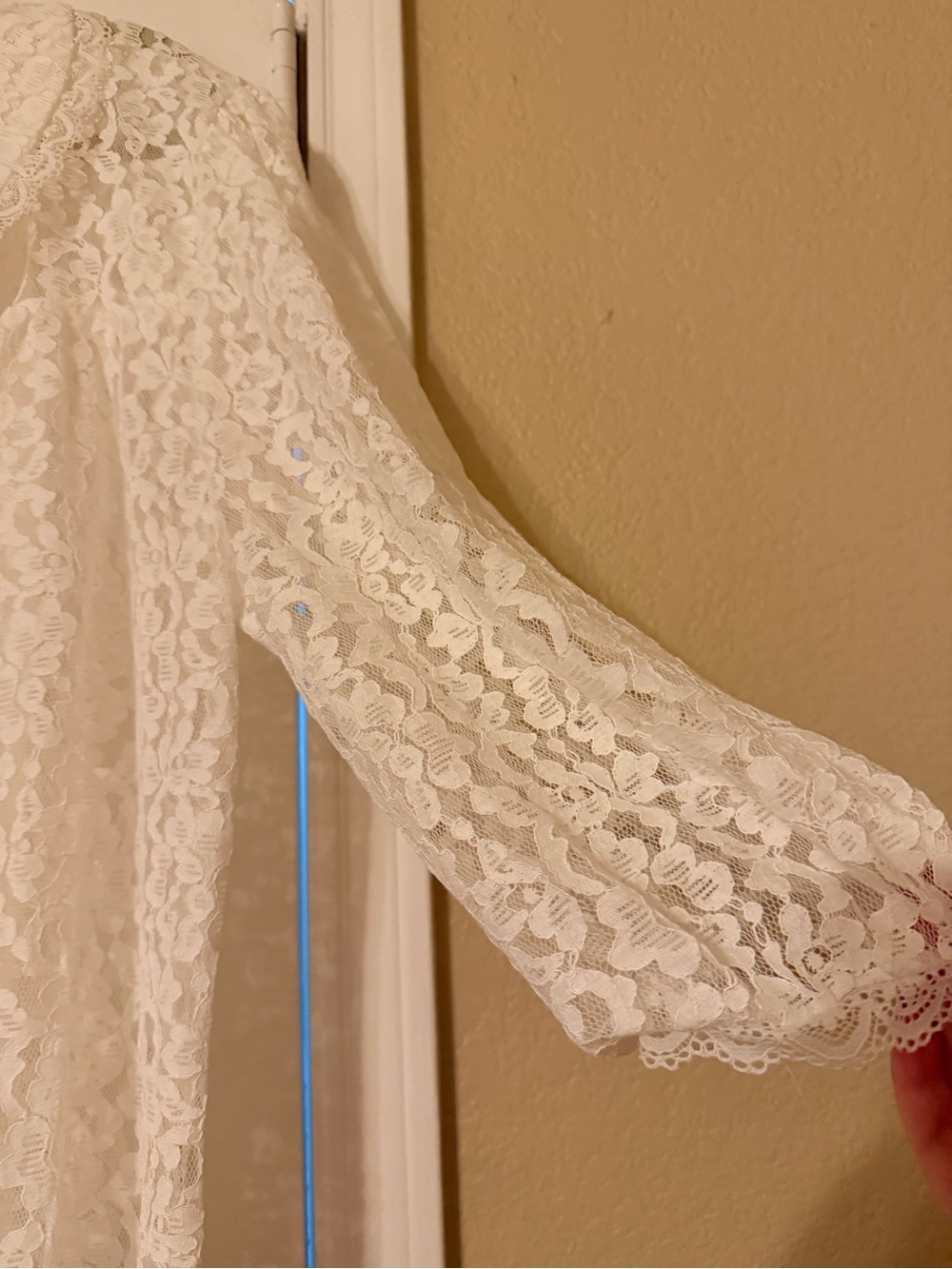 Ultra Pink White Lace Button-Front Peasant Blouse - Picture 5 of 7